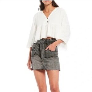 Free People East Of Eden Denim Mini Skirt